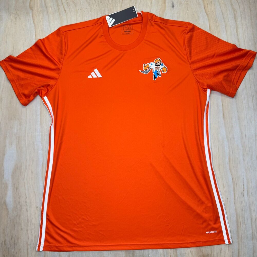USED 2XL TALL UTEP Miners Adidas Short Sleeve Shirt Orange SLIM Fit